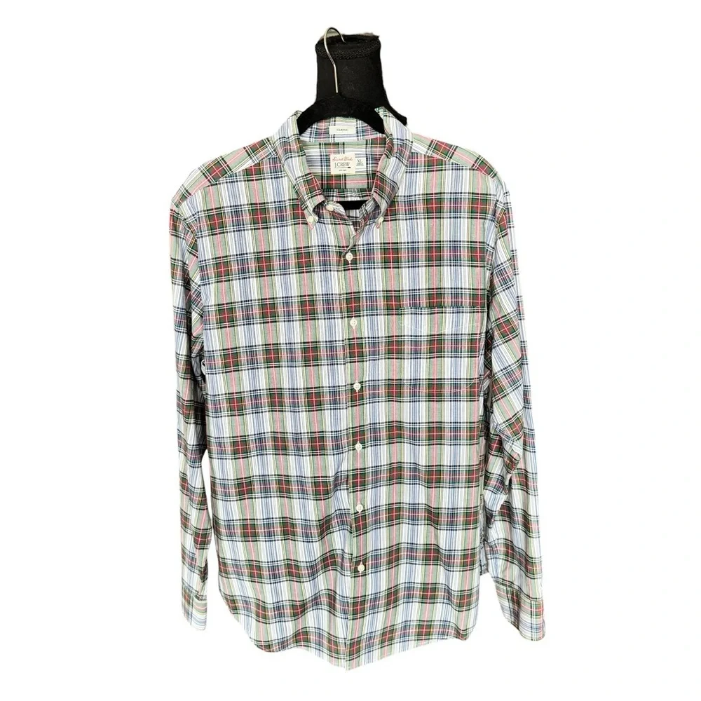 J.Crew Secret Wash Plaid Button Down Shirt XL Classic Fit Preppy Coastal Dadcore